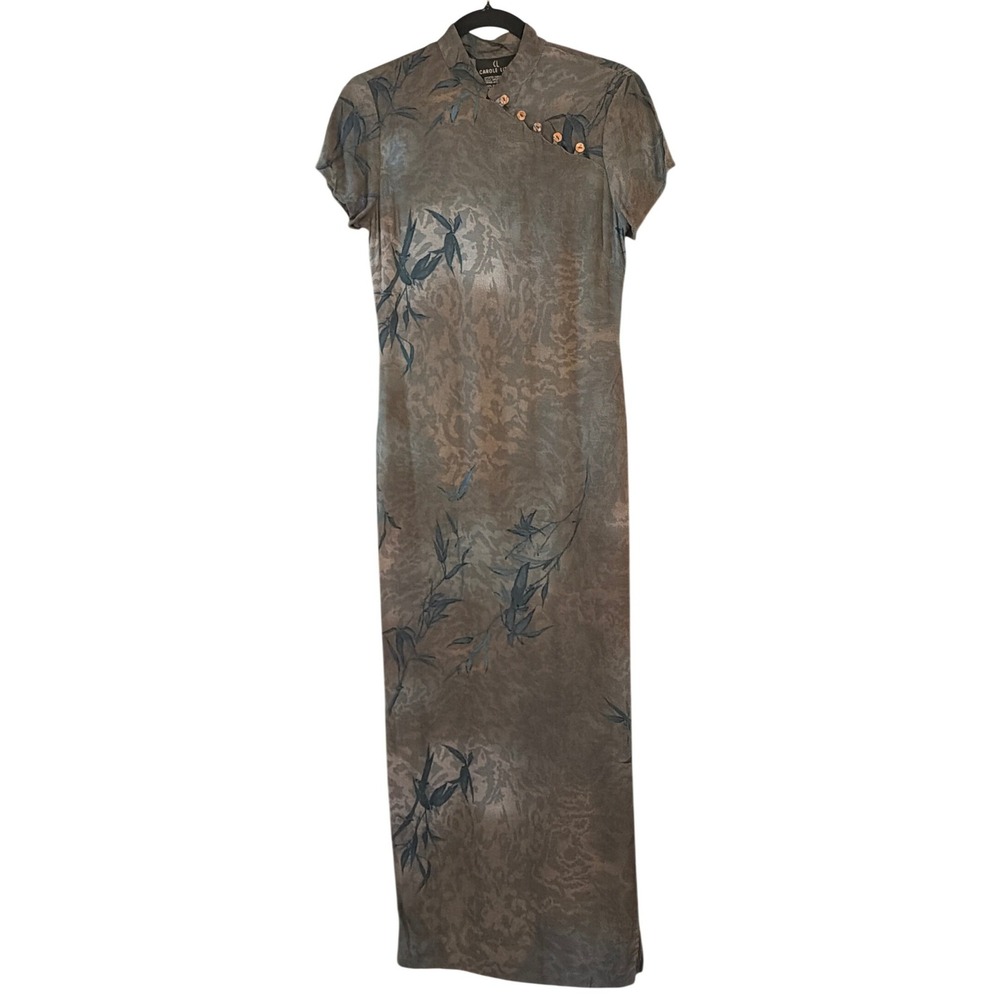 Vintage Carole Little Maxi Dress Chinoiserie Whimsigoth Earthy Boho Botanical